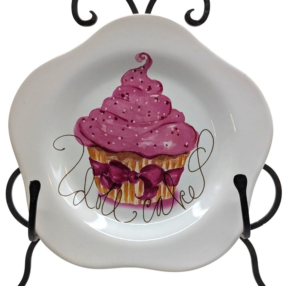 Rosanna Doll Cake Pink Cupcake Ceramic 7.5" Cake Plate